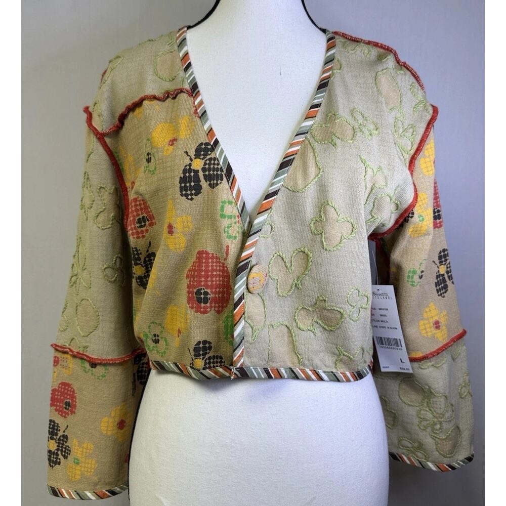 Susan Bristol Crop Embroidered Jacket. NWT M. #Floral #Artsy #Boho #Lagenlook‎